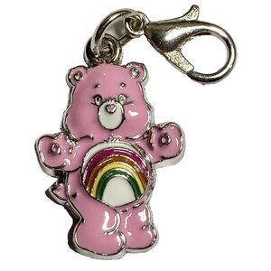 Care Bears Cheer Bear Pink Clip On Charm Rainbow Belly Enamel Zipper Pull Bag